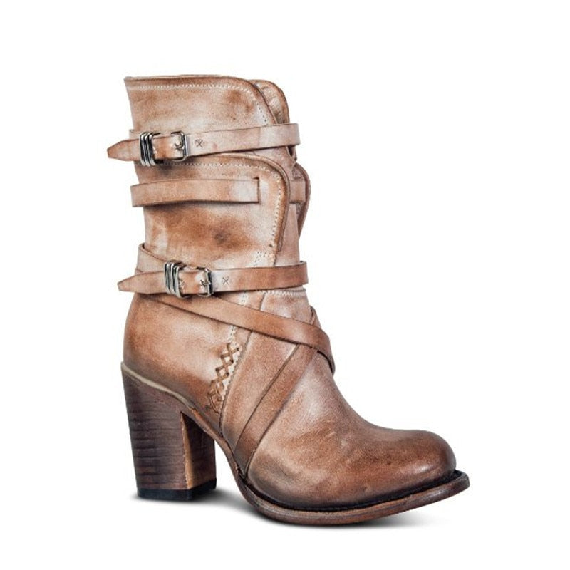 Schwarze Damen Leder Stiefeletten mit Klobiger Ferse – Elegante Winterstiefel für Stil und Komfort 3