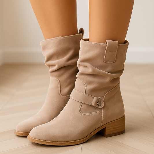 Schwarze Damenstiefel aus Wildleder – Zeitloses Design, Niedriger Absatz, Bequem für jeden Anlass 0