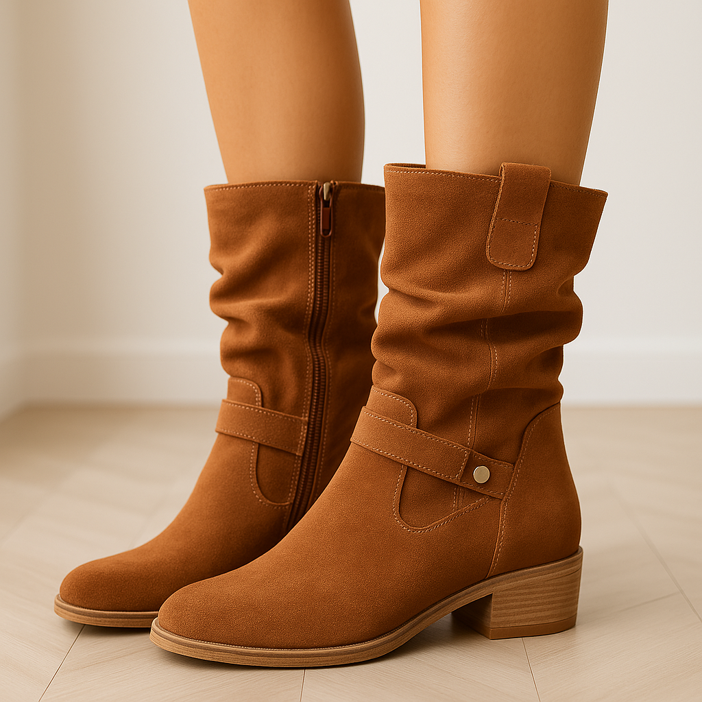 Schwarze Damenstiefel aus Wildleder – Zeitloses Design, Niedriger Absatz, Bequem für jeden Anlass 1