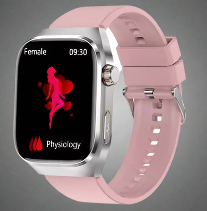 Health smartwatch with ECG & blood sugar monitoring – 2.04-inch AMOLED display & waterproof design