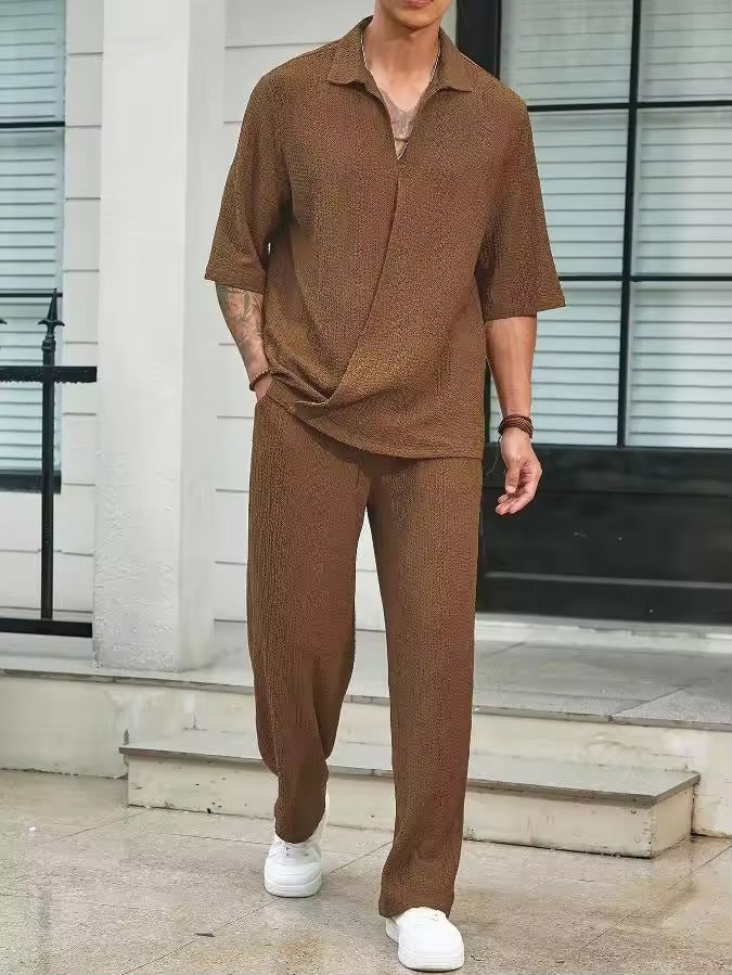 Herren Freizeitset Beige Größe M Baumwolle-3