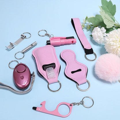 Selbstverteidigungs-Schlüsselanhänger-Set für Frauen, Sicherheits-Schlüsselanhänger, komplettes Set mit persönlichem Alarm, Fensterbrecher-Schlüsselanhänger-Zubehör 1