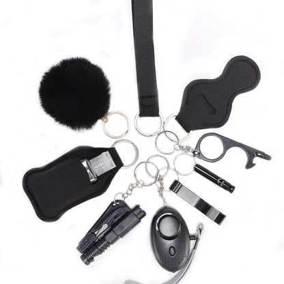 Selbstverteidigungs-Schlüsselanhänger-Set für Frauen, Sicherheits-Schlüsselanhänger, komplettes Set mit persönlichem Alarm, Fensterbrecher-Schlüsselanhänger-Zubehör 13
