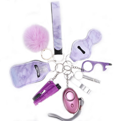 Selbstverteidigungs-Schlüsselanhänger-Set für Frauen, Sicherheits-Schlüsselanhänger, komplettes Set mit persönlichem Alarm, Fensterbrecher-Schlüsselanhänger-Zubehör 8