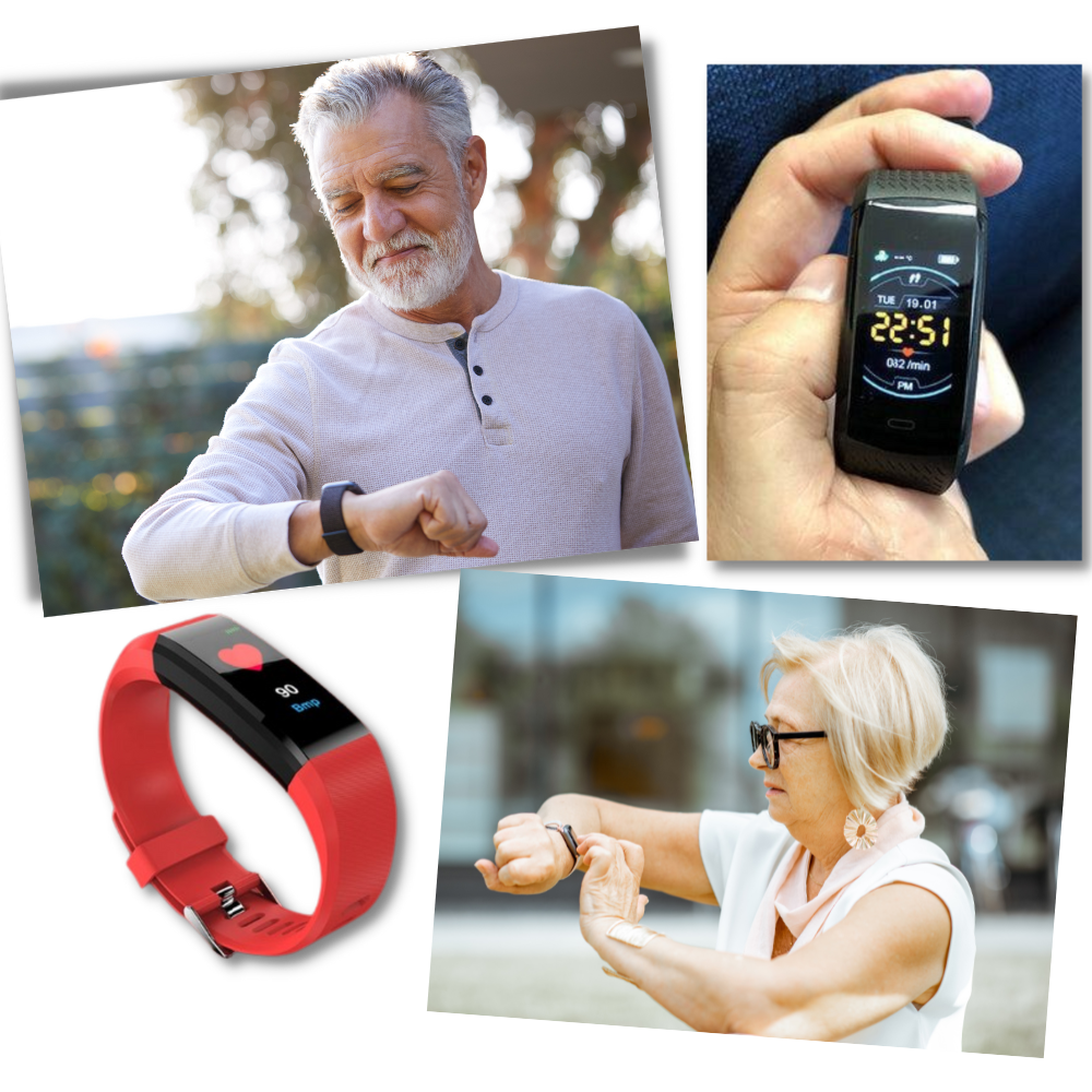 Senioren Smartwatch Gesundheitsmonitor Herzfrequenz Schrittzähler Schlafüberwachung Wasserbeständig 2