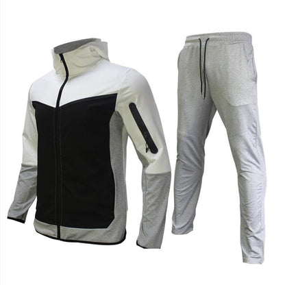 Männer Sport Outfit Zweiteilig Atmungsaktiv Fitnessset mit Reißverschlussjacke und Trainingshose-5
