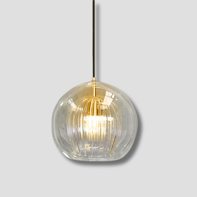 ShineSphere – Bernsteinfarbene Pendelleuchte mit strahlender Eleganz 1