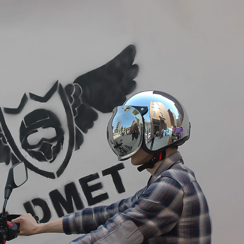Silver Retro Motorcycle Helmet DOT ECE Certified Ergonomic Design 7