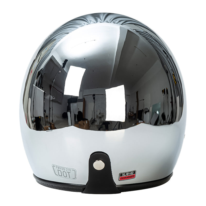 Silver Retro Motorcycle Helmet DOT ECE Certified Ergonomic Design 8