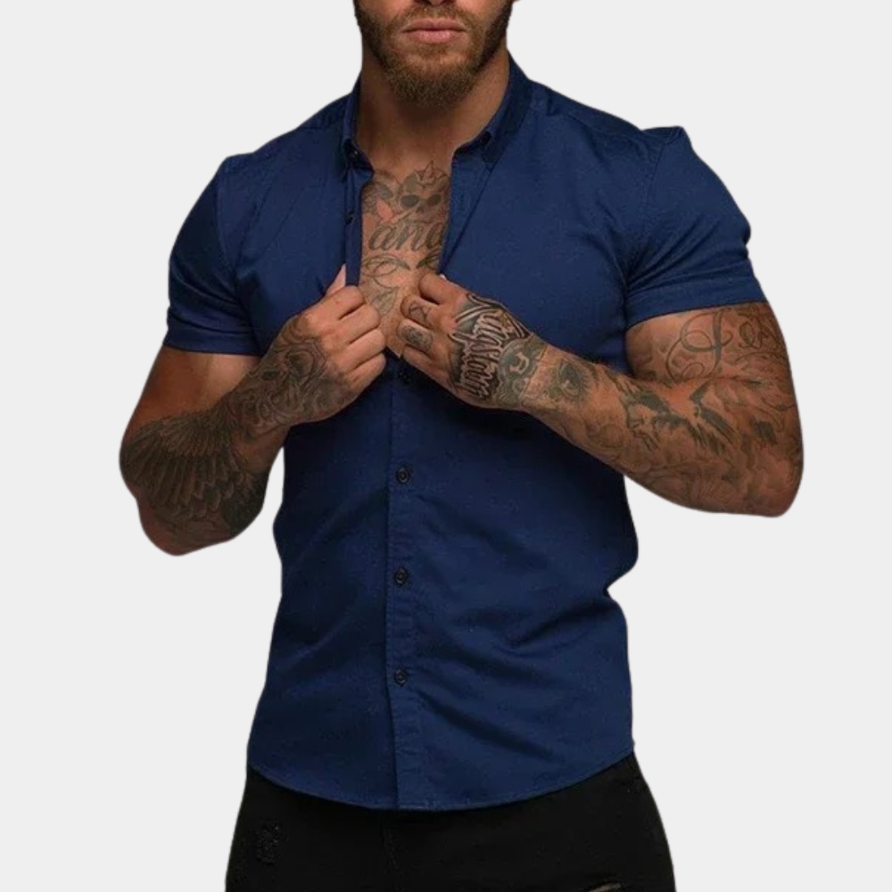 Herren Slim Fit Hemd Langarm Modern Baumwolle für Eleganten Stil-3