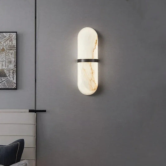 Skandinavische LED Wandlampe mit Marmorfinish – Elegante Wandleuchte für Wohnzimmer, Schlafzimmer und Büro 0