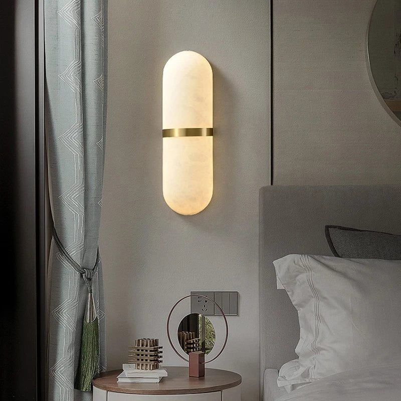 Skandinavische LED Wandlampe mit Marmorfinish – Elegante Wandleuchte für Wohnzimmer, Schlafzimmer und Büro 2