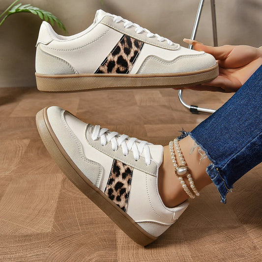 Women's Trendy Sneakers – Comfortable Fit with Animal Print Detail