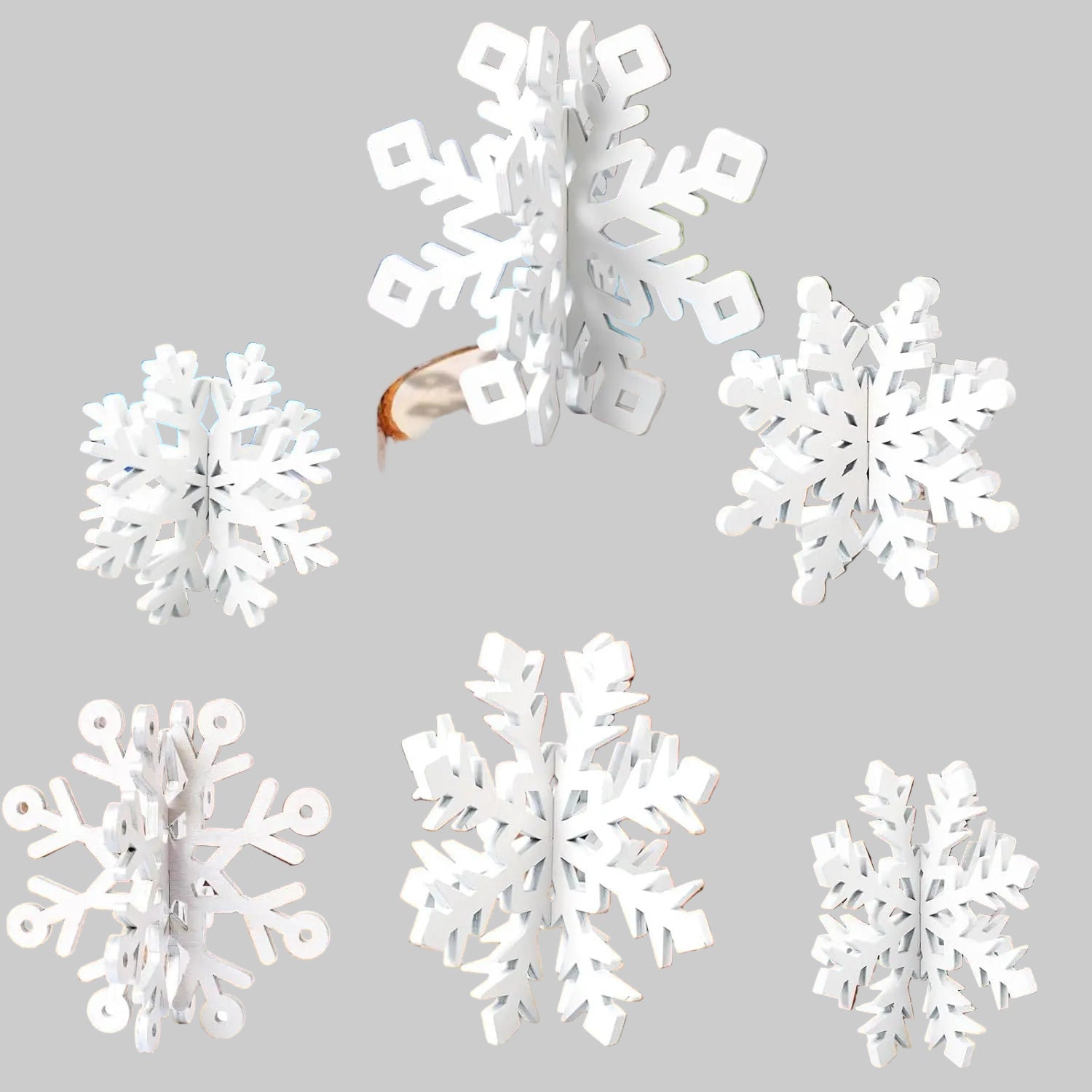 SnowyGlow – 6-teiliges Weihnachtstisch-Ornament-Set aus Holz 0