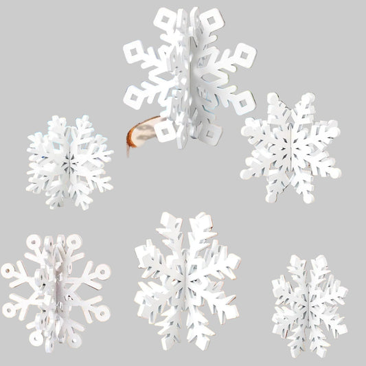 SnowyGlow – 6-teiliges Weihnachtstisch-Ornament-Set aus Holz 0