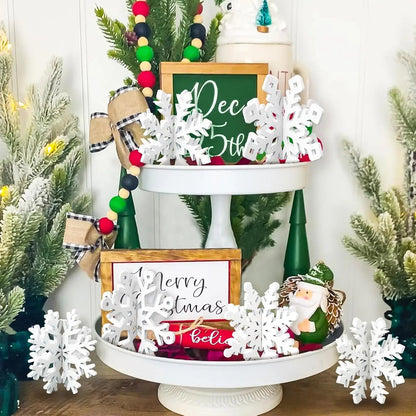SnowyGlow – 6-teiliges Weihnachtstisch-Ornament-Set aus Holz 1