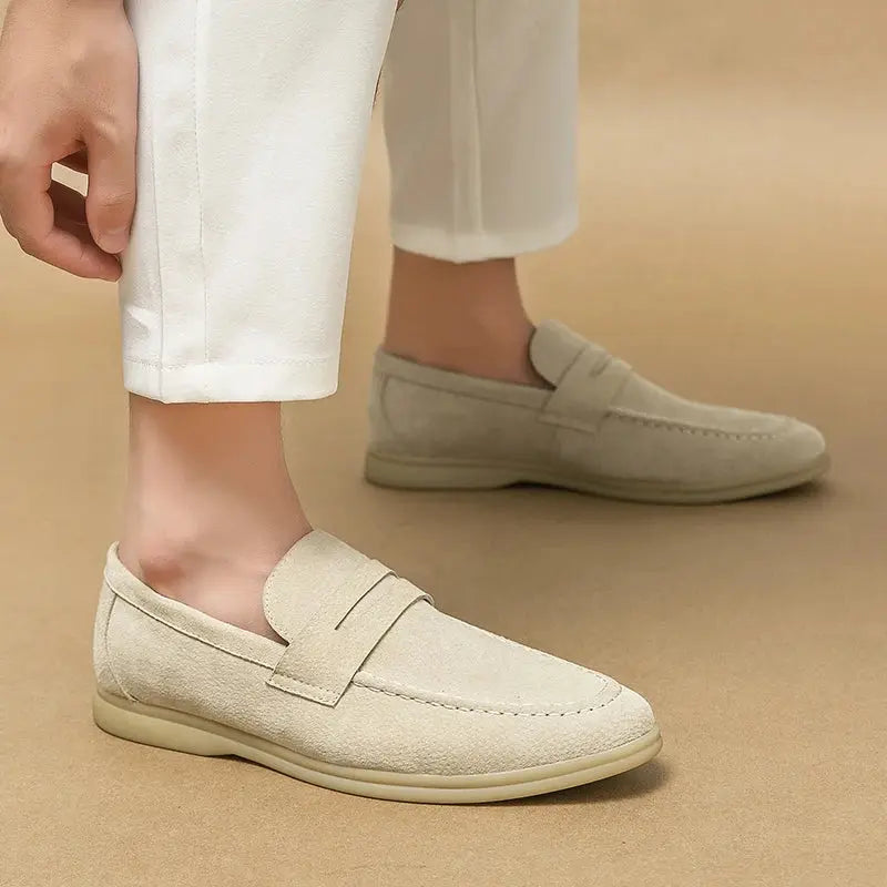 Herren Slipper Schwarz Größe 42 Leder, Elegante Loafer Mokassins, Bequeme Schlupfschuhe-2