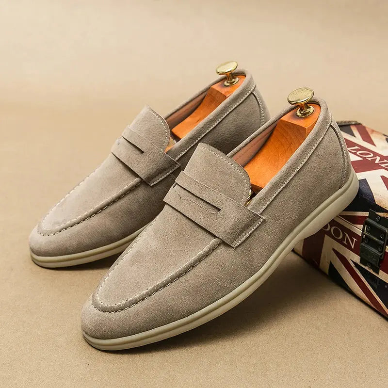 Herren Slipper Schwarz Größe 42 Leder, Elegante Loafer Mokassins, Bequeme Schlupfschuhe-5