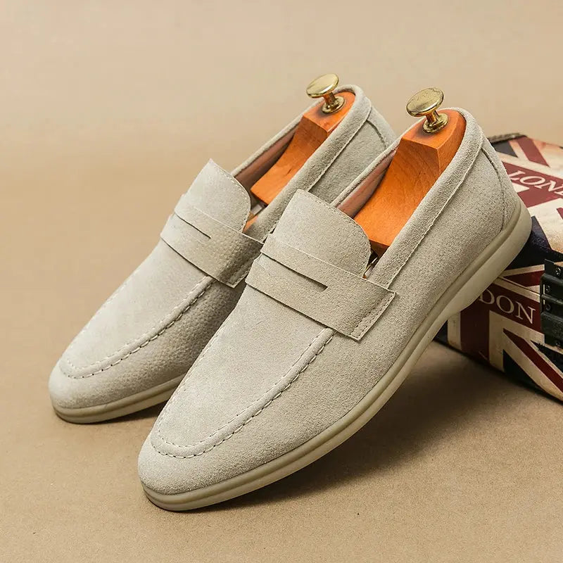 Herren Slipper Schwarz Größe 42 Leder, Elegante Loafer Mokassins, Bequeme Schlupfschuhe-4