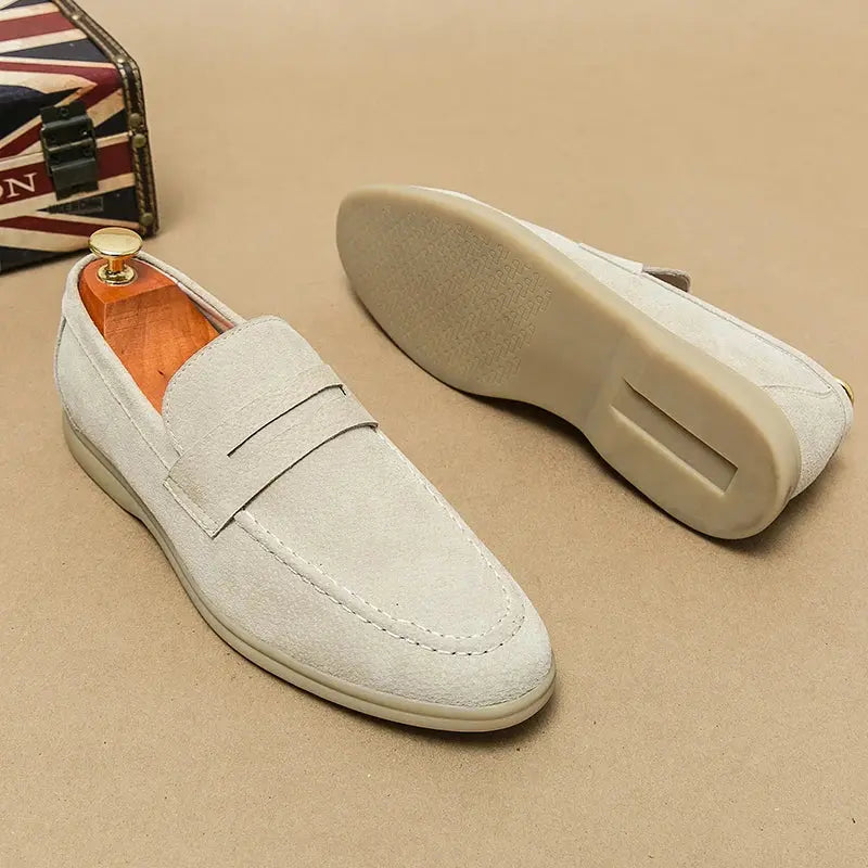 Herren Slipper Schwarz Größe 42 Leder, Elegante Loafer Mokassins, Bequeme Schlupfschuhe-6