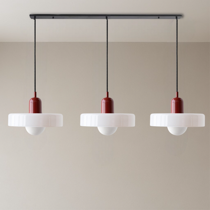 SoftGlow | 3-flammige Bauhaus-Pendelleuchte aus farbigem Glas für das Wohnen 14