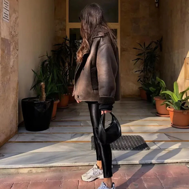 Sophia | Elegante Warme Damenjacke aus Leder 4