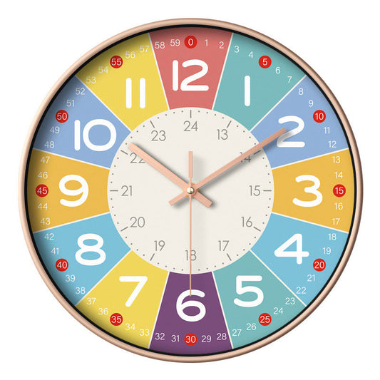 Stille Wanduhr für Kinderzimmer – Bunte, Geräuschlose Uhr zur Förderung des Zeitverständnisses – 30 cm Kunststoff 0