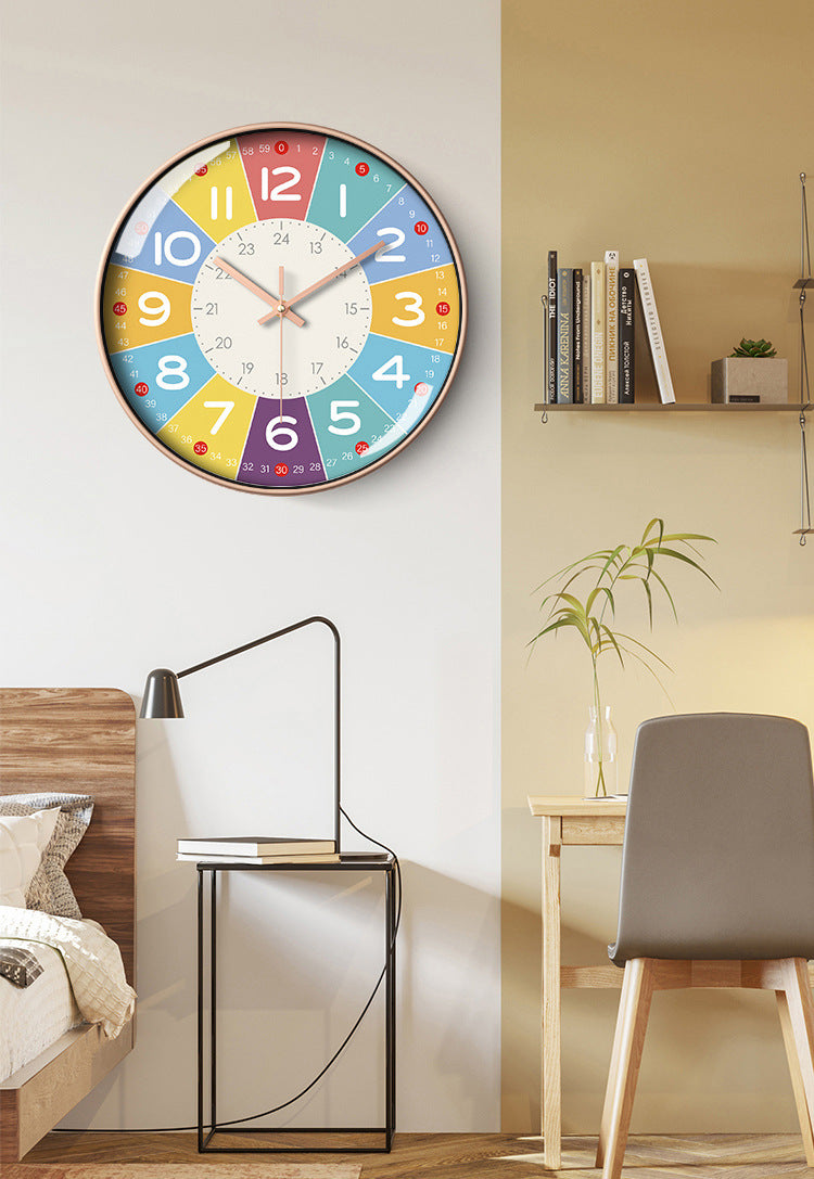 Stille Wanduhr für Kinderzimmer – Bunte, Geräuschlose Uhr zur Förderung des Zeitverständnisses – 30 cm Kunststoff 1