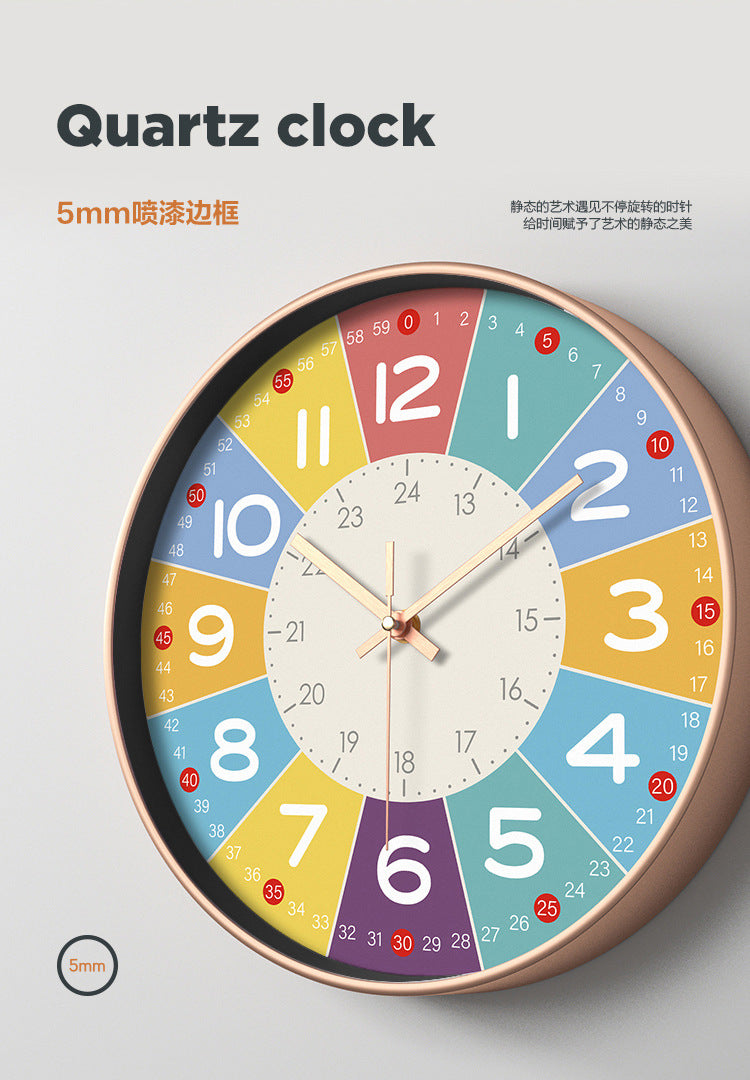 Stille Wanduhr für Kinderzimmer – Bunte, Geräuschlose Uhr zur Förderung des Zeitverständnisses – 30 cm Kunststoff 2