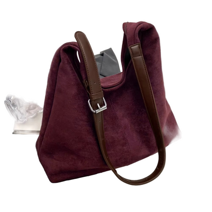 Stilvolle Wildleder Handtasche Damen Schwarz mit Verstellbarem Riemen – Elegante Tasche für Alltag und Büro 2