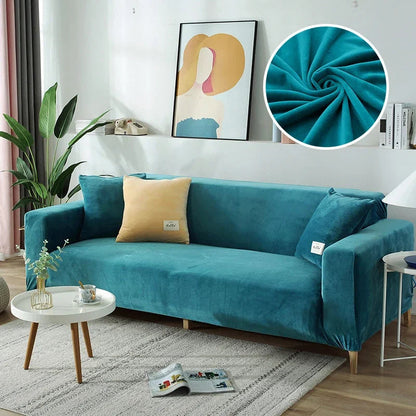 Stretch-Samt Sofabezug Maßgeschneiderte Passform Waschmaschinenfest Eleganter Couch Überzug 1