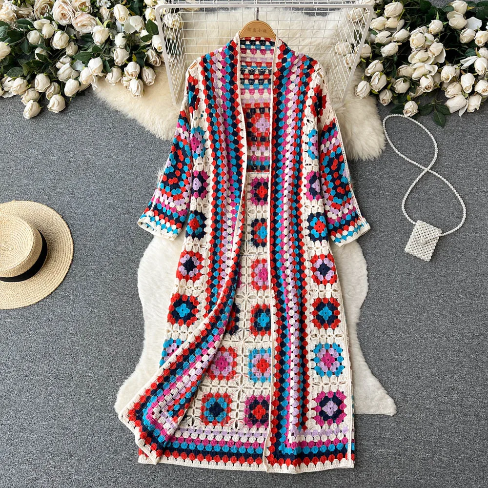 Women's Cozy Knit Kimono – Boho Crochet Pattern Colorful & Stylish