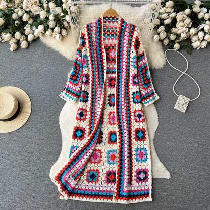 Women's Cozy Knit Kimono – Boho Crochet Pattern Colorful & Stylish