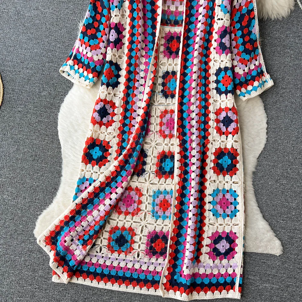 Women's Cozy Knit Kimono – Boho Crochet Pattern Colorful & Stylish