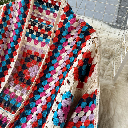 Women's Cozy Knit Kimono – Boho Crochet Pattern Colorful & Stylish