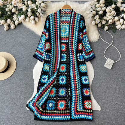 Women's Cozy Knit Kimono – Boho Crochet Pattern Colorful & Stylish