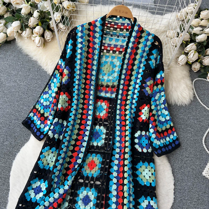 Women's Cozy Knit Kimono – Boho Crochet Pattern Colorful & Stylish