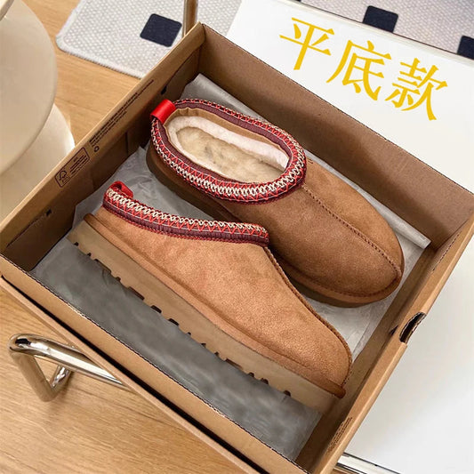 Stylische Damen Ultra Mini Plateau Booties – Braune Stiefeletten mit warmem Fellfutter für den Winter 0
