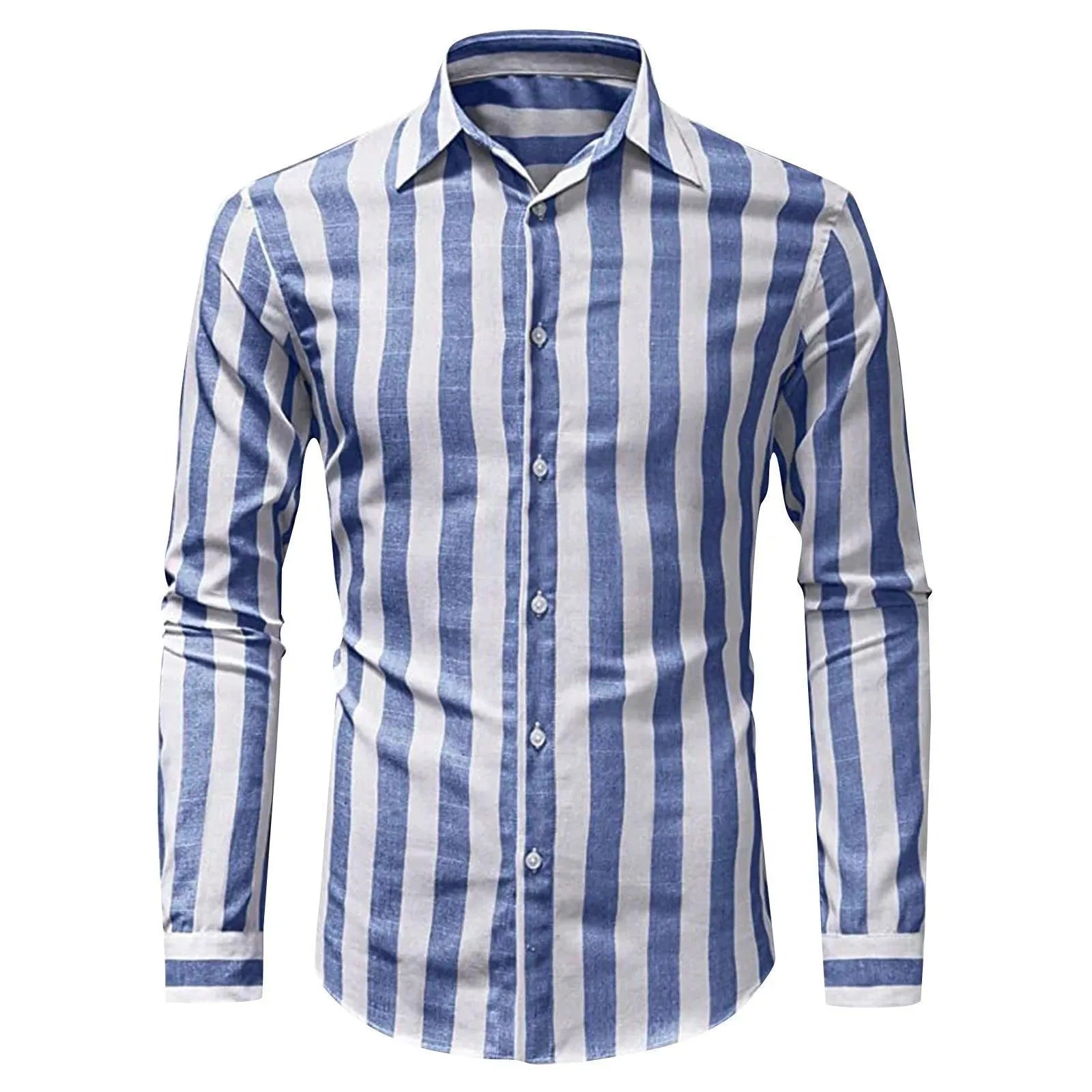 Herren Leinenhemd Luftig Streifen Sommer Casual Atmungsaktiv-4