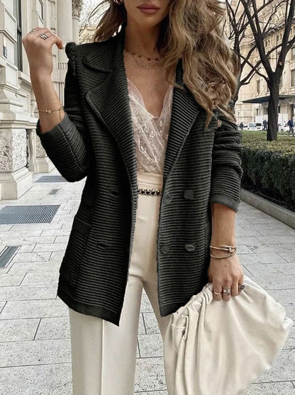 Tailored Jacket für Damen – Strukturierte Passform – Gerippte Textur – Zweireihig – Reverskragen 0