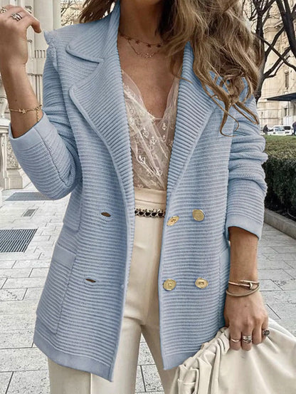 Tailored Jacket für Damen – Strukturierte Passform – Gerippte Textur – Zweireihig – Reverskragen 2
