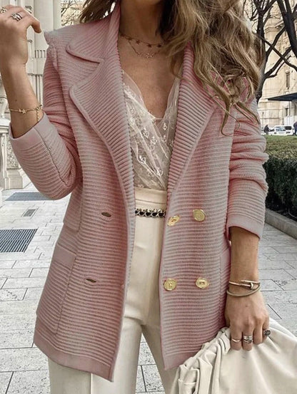Tailored Jacket für Damen – Strukturierte Passform – Gerippte Textur – Zweireihig – Reverskragen 3