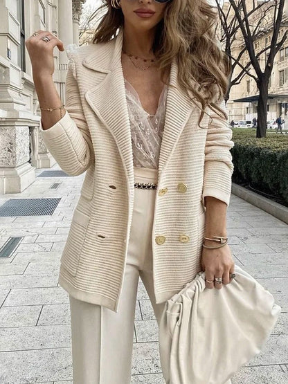 Tailored Jacket für Damen – Strukturierte Passform – Gerippte Textur – Zweireihig – Reverskragen 4