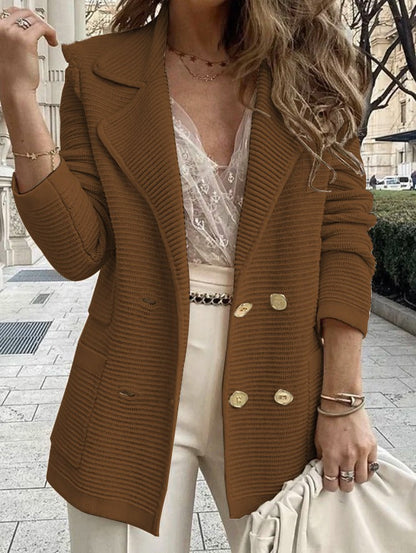 Tailored Jacket für Damen – Strukturierte Passform – Gerippte Textur – Zweireihig – Reverskragen 5
