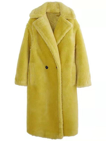 Teddymantel für Damen – Oversize-Passform – Kunst-Lammfell – Zweireihig – Lange Länge 2