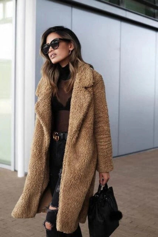 Teddymantel für Damen – Oversize-Passform – Lange Länge – Weiche Textur – Reverskragen 2