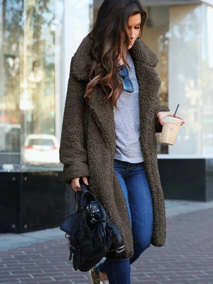 Teddymantel für Damen – Oversize-Passform – Lange Länge – Weiche Textur – Reverskragen 4