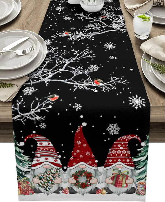 Tischläufer Weihnachten Sneeuwvlok Design 100% Leinen Eleganter Festlicher Tischschmuck 0
