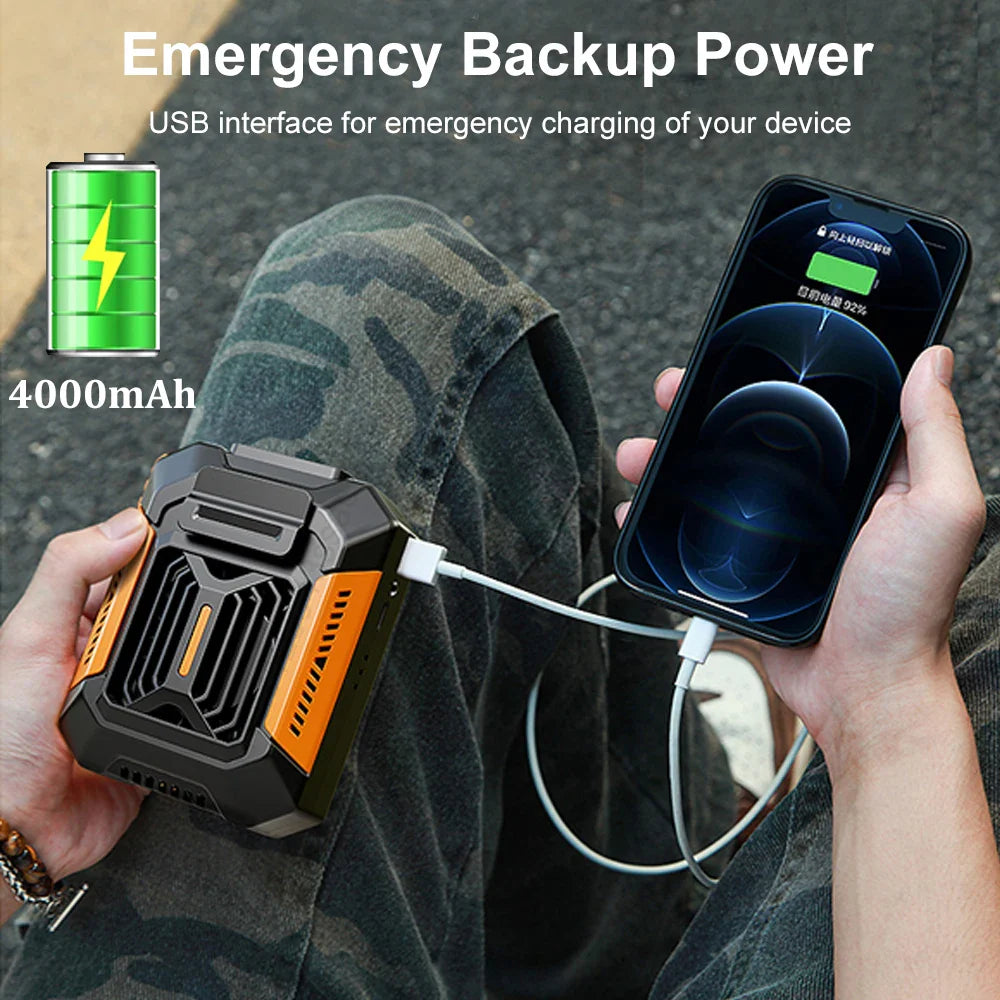 Tragbarer Clipventilator 3-in-1 mit LED und Powerbank 4000 mAh für Camping und Outdoor 4