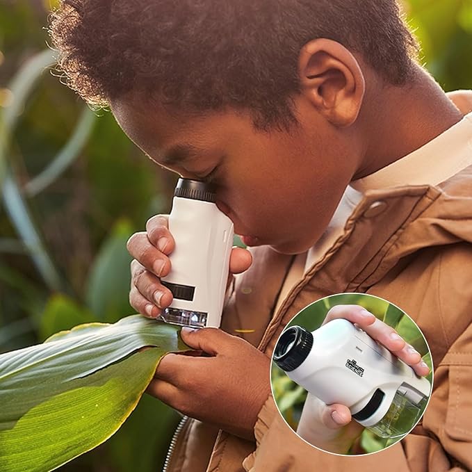 Tragbares Mikroskop für Kinder 60x-120x Vergrößerung mit LED-Beleuchtung – Mini Explorer Bildungsspielzeug 2
